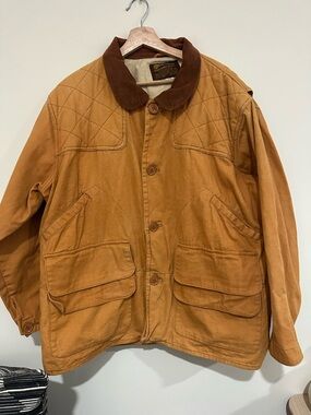 Men’s Caliber Quilted Field Jacket with Brown Corduroy Tan vintage hunting